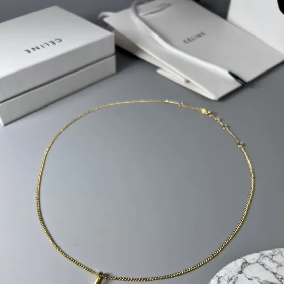 Celine Sulky Carriage Square Pendant Necklace necklace gold-tone metal no accent stones 45cm with 5cm extender