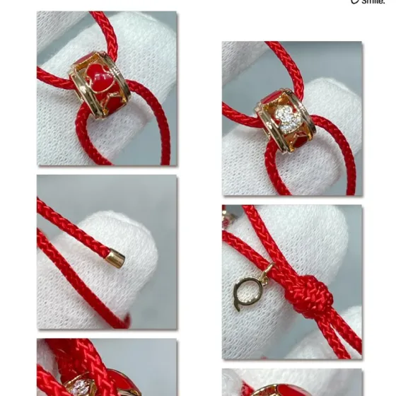 Qeelin Wulu bracelet rose gold red enamel clear diamond red cord adjustable