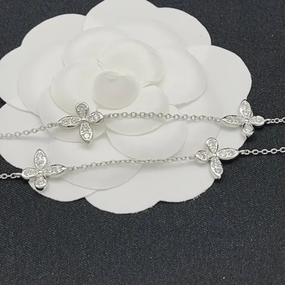 Graff Butterfly necklace 18K white gold clear diamond 42cm with 5cm extender