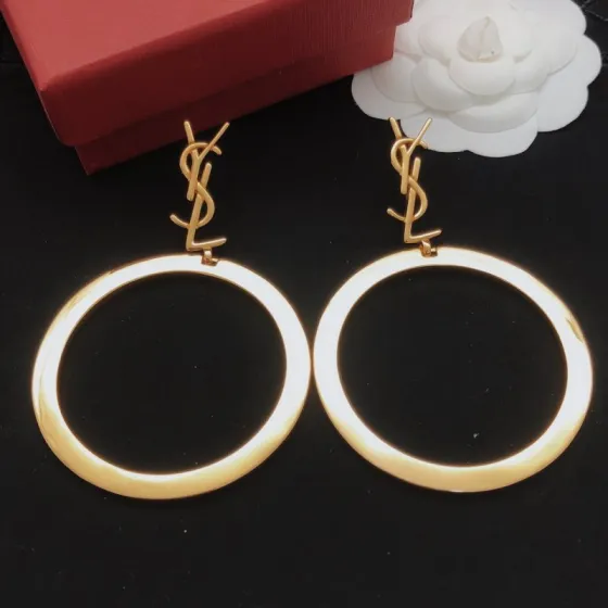 Saint Laurent YED0083 Cassandre Logo Hoop Earrings earrings gold-tone metal 5x10cm
