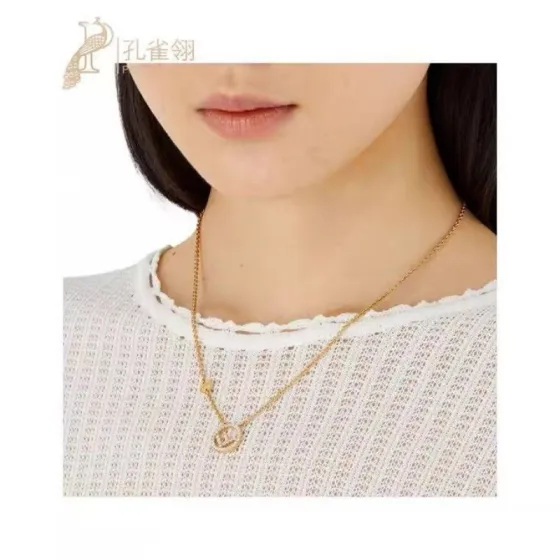 Fendi F is Fendi necklace gold-tone metal with clear crystal accents 42cm with 5cm extender