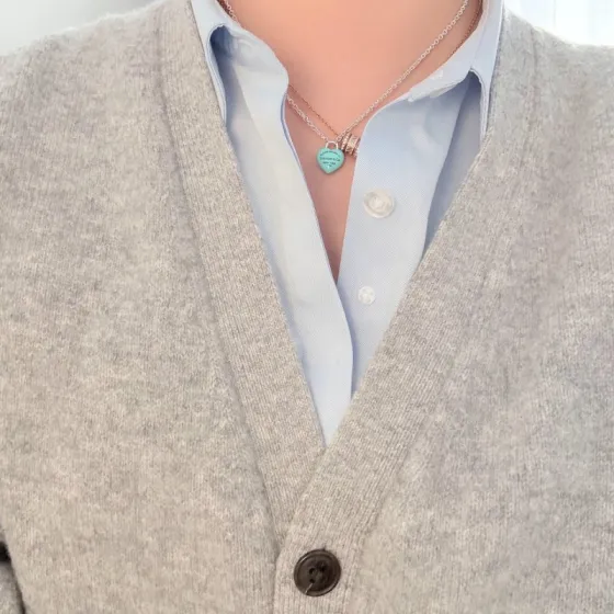 Tiffany Co Return to Tiffany Heart Tag necklace Sterling silver with Tiffany Blue enamel heart pendant 16 inches