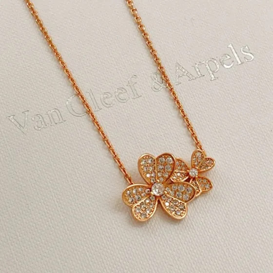 Van Cleef Arpels Frivole necklace 18k rose gold with round brilliant diamonds 42cm with 2cm extender