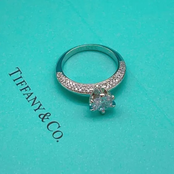 Tiffany Tiffany Setting ring platinum silver with clear diamonds 6