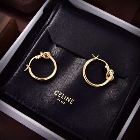 Celine Knot Small Hoop Earrings earrings gold-tone metal no gemstones 2cm diameter