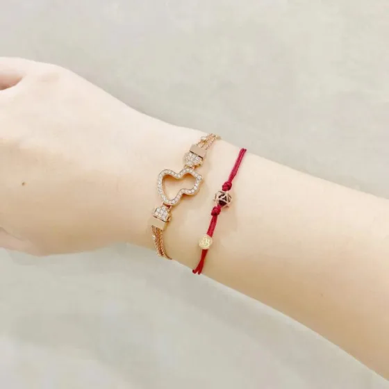 Qeelin Wulu bracelet 18K rose gold with clear diamond pave 17cm