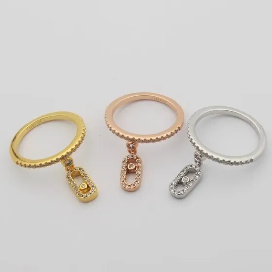 Messika Move Uno ring Yellow gold rose gold white gold with clear diamonds EU 52
