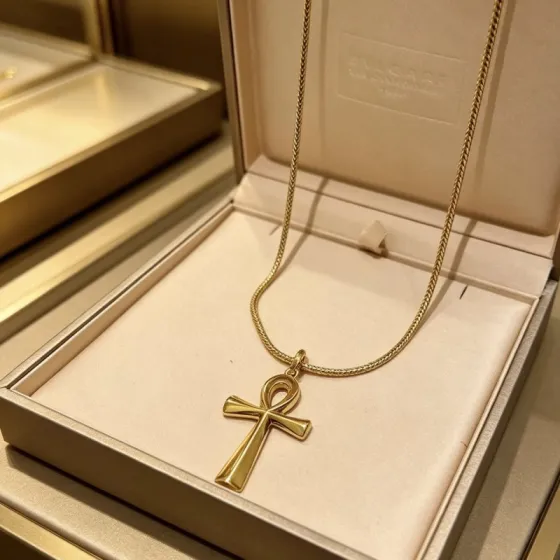 Bvlgari DIVAS DREAM Ankh Cross Pendant necklace 18K yellow gold 18 inch