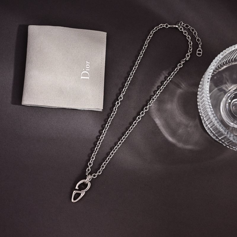 Dior CD Icon necklace silver-toned brass no gemstones 60cm with 5cm extender