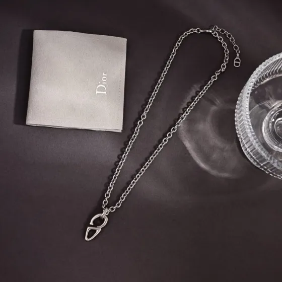 Dior CD Icon necklace silver-toned brass no gemstones 60cm with 5cm extender
