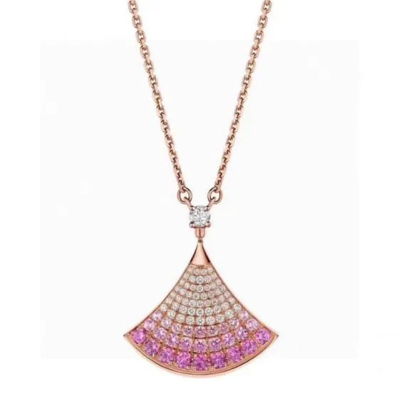 Bvlgari Divas Dream necklace Rose gold with white diamonds and gradient pink sapphires 42cm