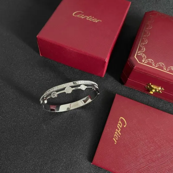 Cartier Love bracelet 18k white gold with clear diamonds 17