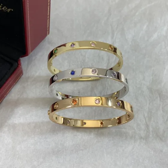 Cartier Love bracelet Yellow gold with multicolor gemstones white gold with multicolor gemstones 17