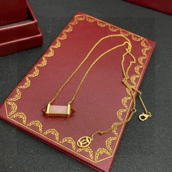 Cartier Les Berlingots de Cartier necklace 18k yellow gold pink opal carnelian 42cm