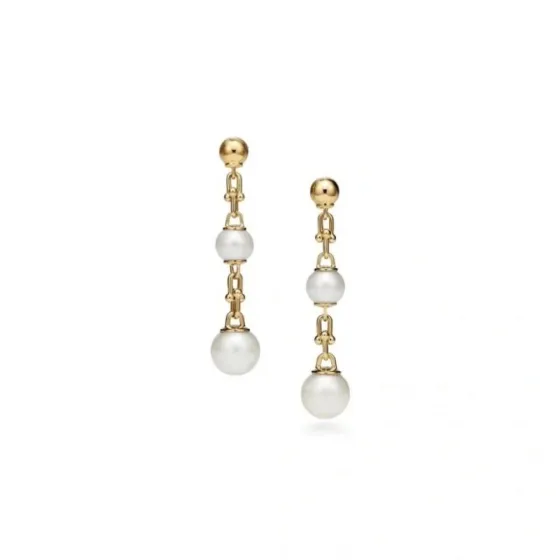 Tiffany HardWear earrings gold silver metal white pearl 6cm