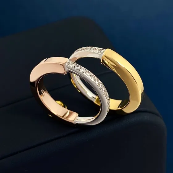 Tiffany Lock ring 18k yellow gold 18k rose gold white gold clear diamond 55