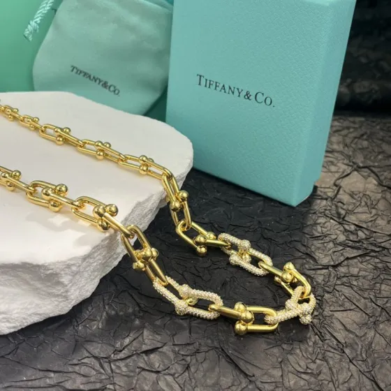Tiffany Co Tiffany HardWear necklace 18k yellow gold with pave diamond accents 18 inches