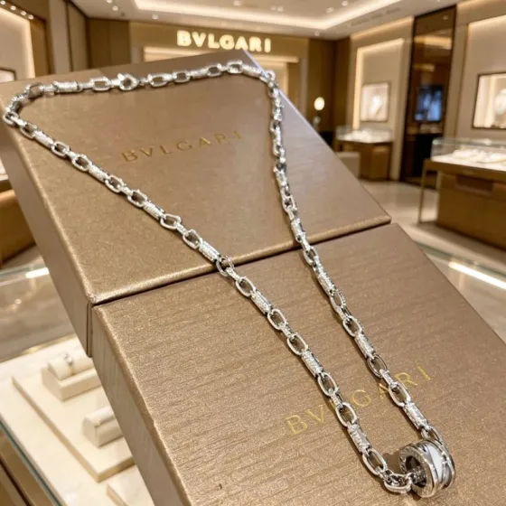 Bvlgari B zero1 necklace silver-toned metal with white ceramic accent 60cm