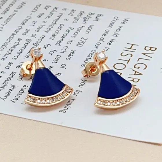 Bvlgari Divas Dream earrings Rose gold lapis lazuli blue clear diamond accents 1 6cm drop length