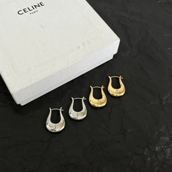 Celine Lyre Hoop Earrings earrings Polished silver-tone metal silver variant and polished gold-tone metal gold variant no gemstones 1 8cm