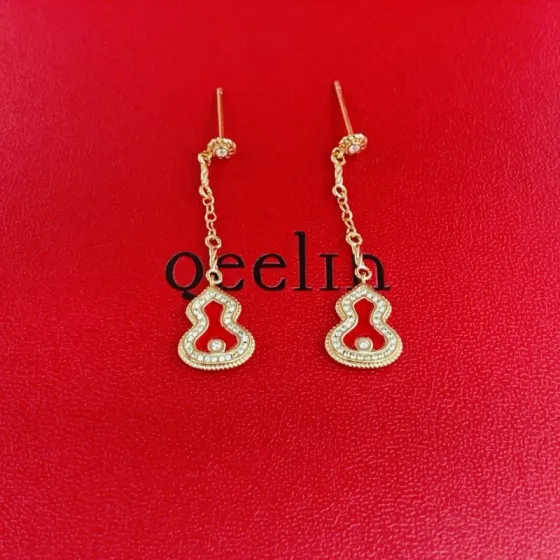 Qeelin Wulu earrings 18k rose gold red agate clear diamond 3cm drop length