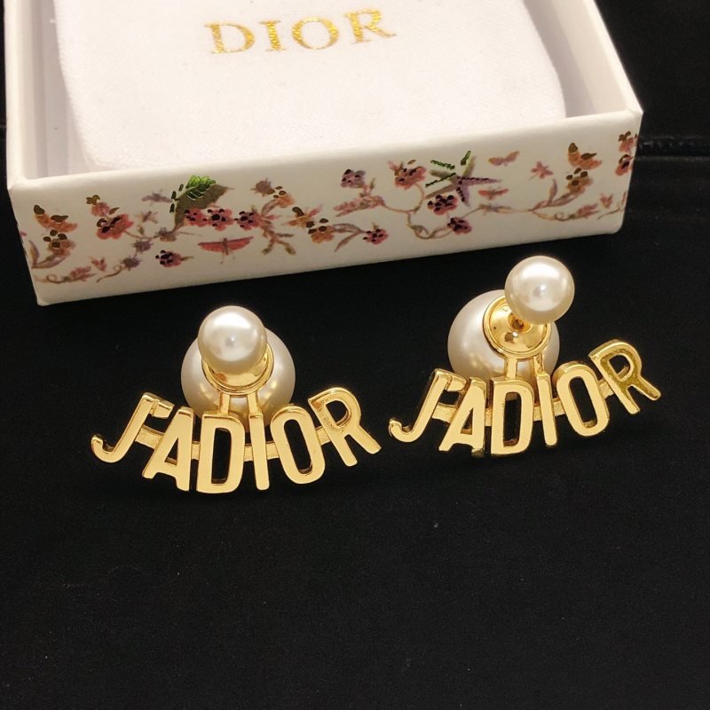 Dior J Adior Tribales earrings Gold-tone metal with white resin pearls One Size