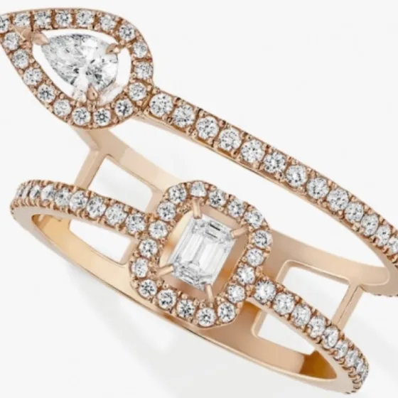 Messika Move Series ring rose gold white gold yellow gold with clear diamonds 6 7 8