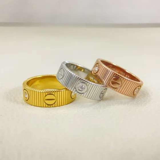 Cartier Love ring Yellow gold white gold rose gold with clear diamond accents 6-10
