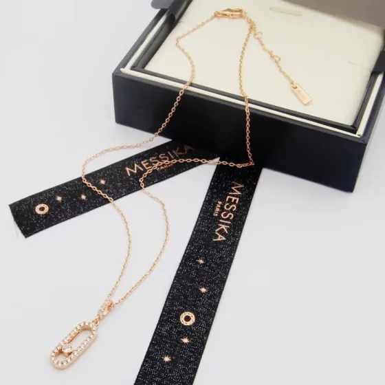 Messika Move Uno necklace Rose gold with clear diamonds 45cm