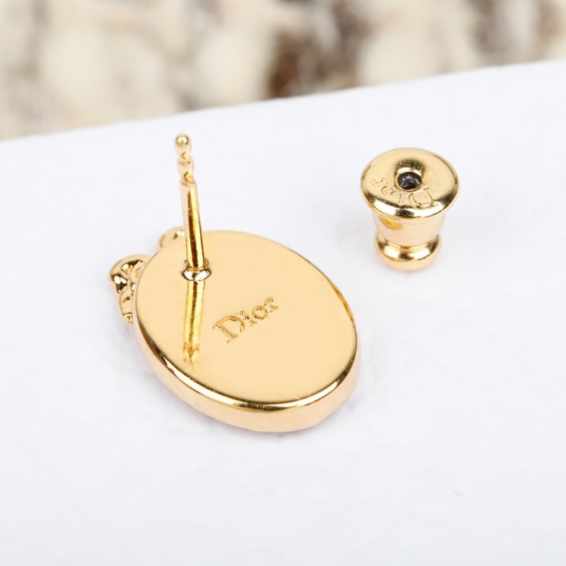 Dior Medaillon earrings Gold-tone metal with clear crystal accents One Size
