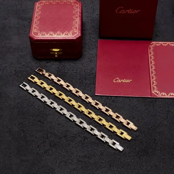 Cartier Santos de Cartier bracelet Available in 18K yellow gold 18K rose gold and stainless steel no gemstones 19CM