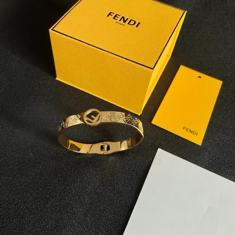 Fendi F is Fendi FF Monogram Bangle bracelet gold-tone metal no additional gemstones 17cm inner circumference