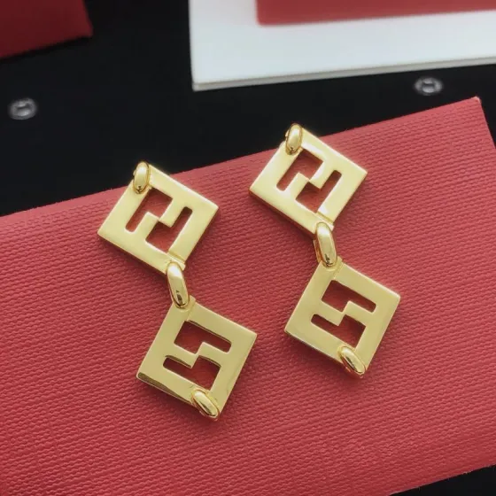 Fendi FF Logo Drop Earrings earrings gold-tone metal no gemstones 3 5cm drop length