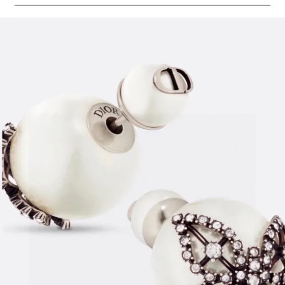 Dior Tribales earrings Vintage silver-toned metal white resin pearl silver-tone crystal accents One Size