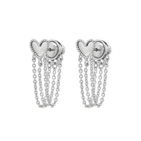 Celine PRECLOUS Heart Chain Fringe earrings silver-toned metal 2cm drop length