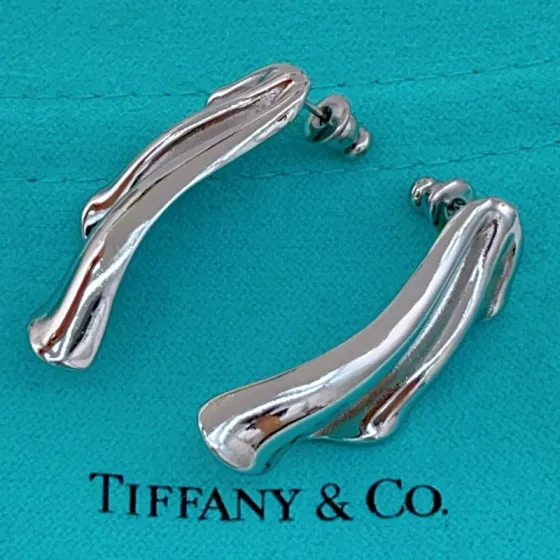 Tiffany Co Elsa Peretti High Tide earrings sterling silver 30mm drop length