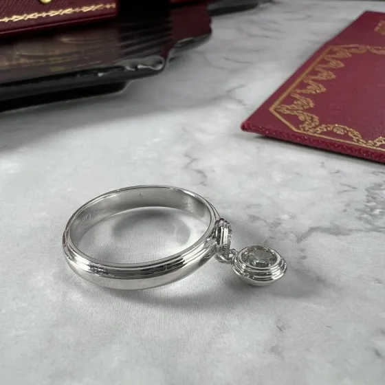 Cartier d Amour Charm Ring ring 18k white gold clear diamond EU 52