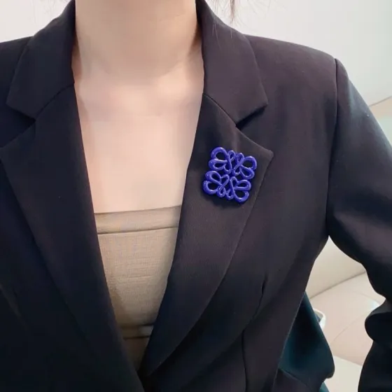 Loewe Anagram brooch glossy cobalt blue enamel 5cm