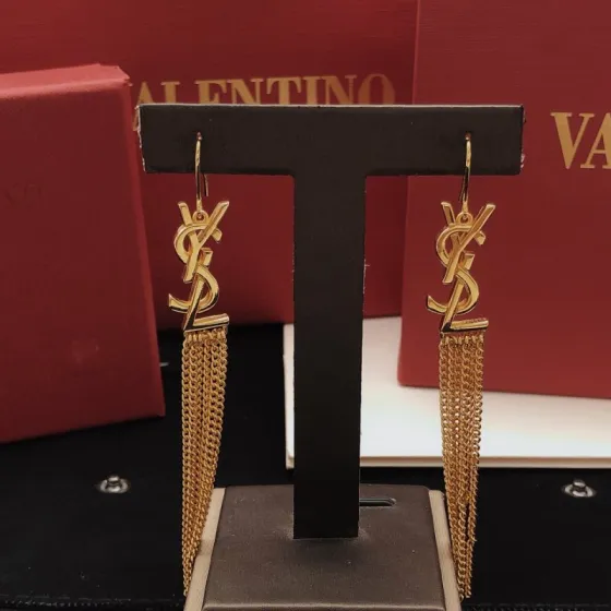 Saint Laurent YED0063 Cassandre Monogram Tassel Earrings earrings gold-tone metal no gemstones 6 5cm total drop length