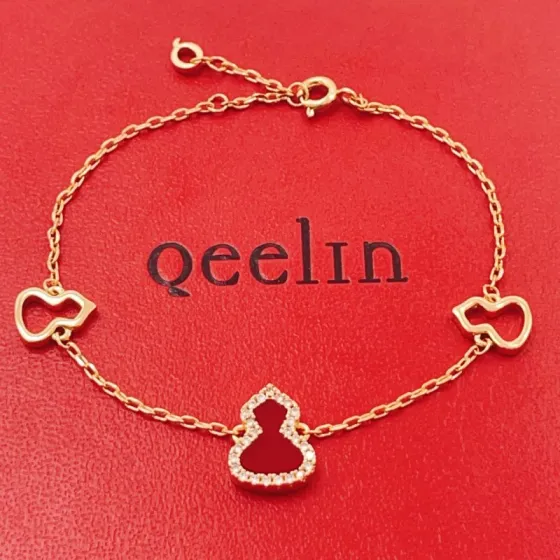 Qeelin Wulu bracelet 18K rose gold red agate diamond 18cm