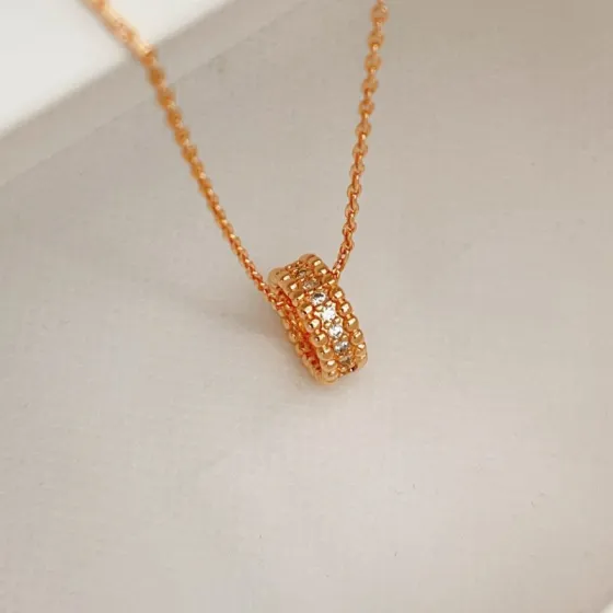 Van Cleef Arpels Perlee necklace Rose gold with clear diamond accents 42cm