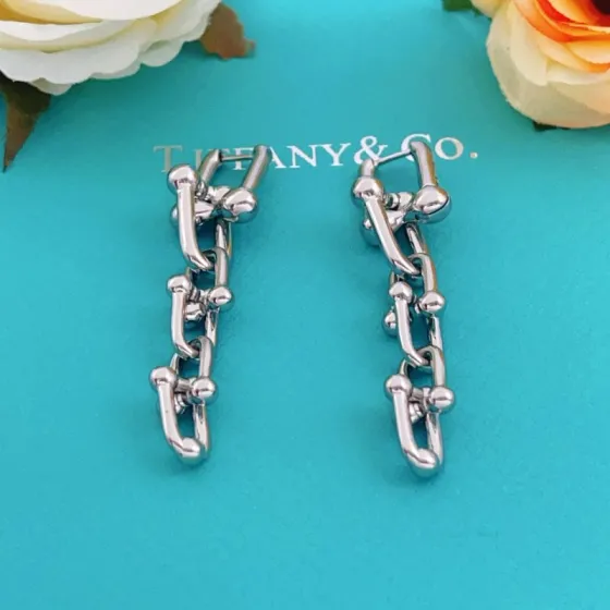 Tiffany Co HardWear earrings silver-toned metal no gemstones 3 8cm drop length