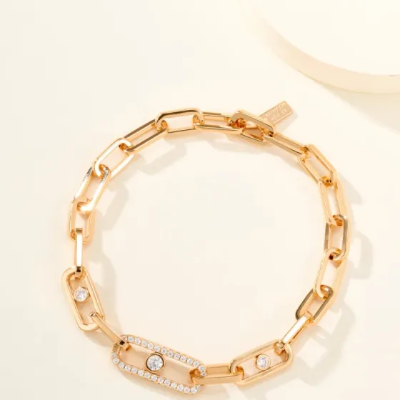 Messika Move Link bracelet Yellow gold with clear diamonds White gold with clear diamonds 19cm