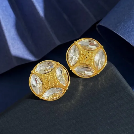 Loewe Anagram Crystal Stud Earrings earrings Gold-tone metal with clear faceted crystal gold-tone metal with blue faceted crystal gold-tone metal with red faceted crystal gold-tone metal with pink faceted crystal silver-tone metal with blue faceted crystal silver-tone metal with pink faceted crystal silver-tone metal with clear faceted crystal silver-tone metal with red faceted crystal variants 1 8cm diameter