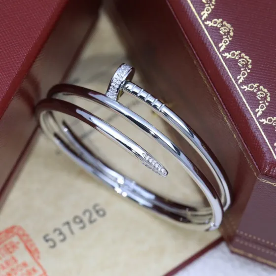 Cartier Juste un Clou bracelet 18k white gold with diamond accents 17