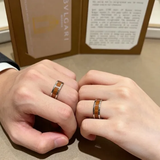 Bvlgari B zero1 ring silver-toned metal with orange-brown tiger s eye inlay 10