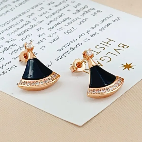 Bvlgari Divas Dream earrings Rose gold black onyx clear diamond 1 5cm length