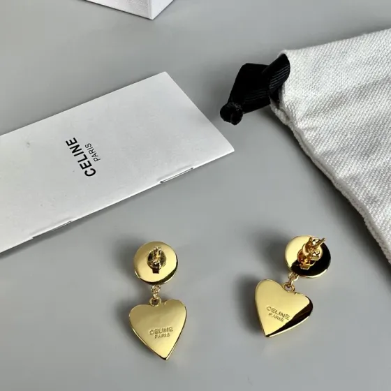 Celine Heart Drop Earrings earrings Gold-tone metal no accent stones One Size