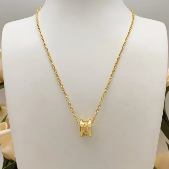 Bvlgari B zero1 necklace yellow gold with clear diamond accents 40-45cm adjustable