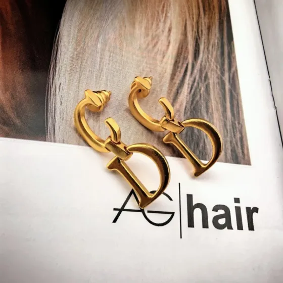 Dior CD Logo Drop Earrings earrings antique gold tone metal no gemstones 2 5cm drop length